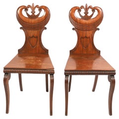 Pair of William IV Carved Mahogany Hall Chairs