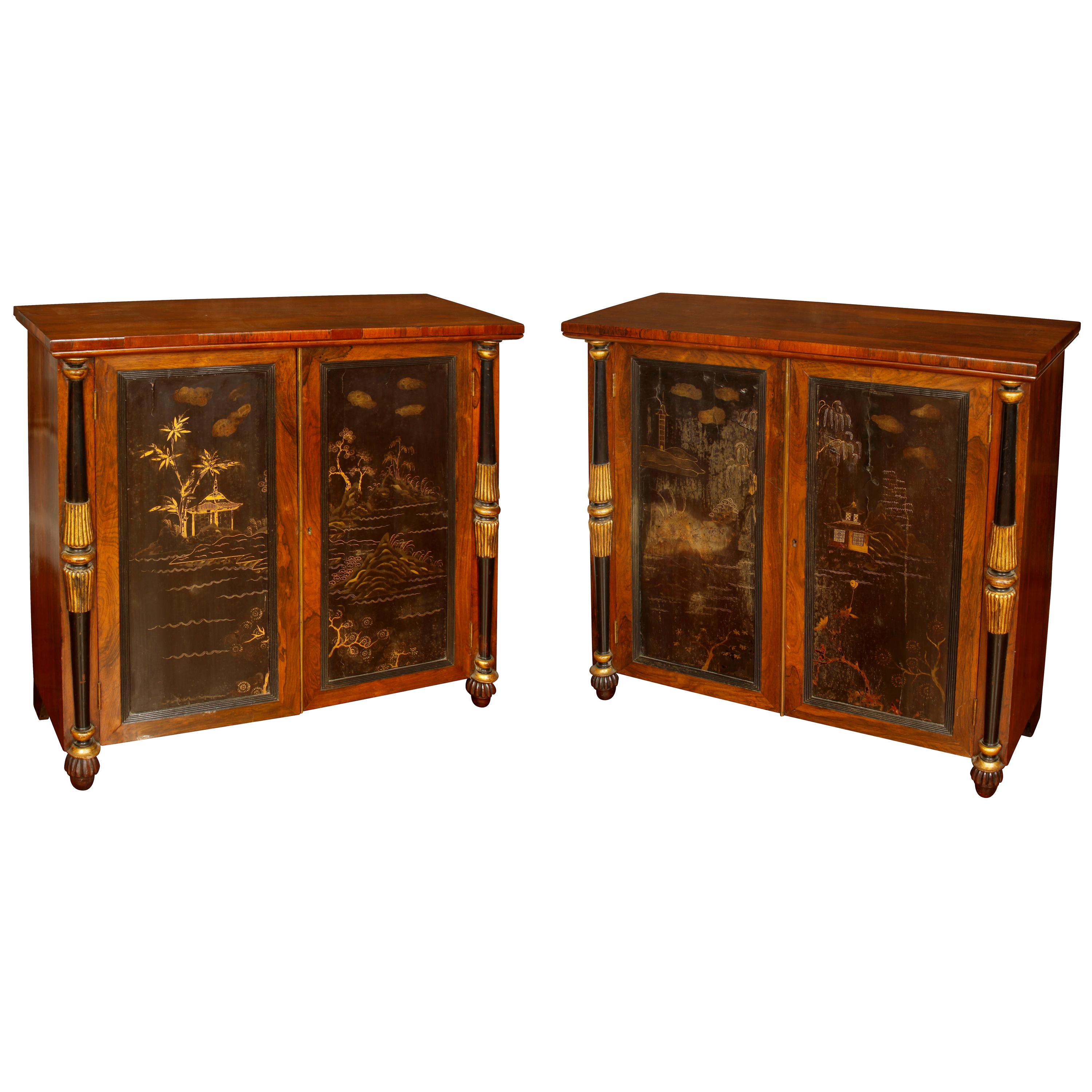 Pair of William IV Chinoiserie Side Cabinets