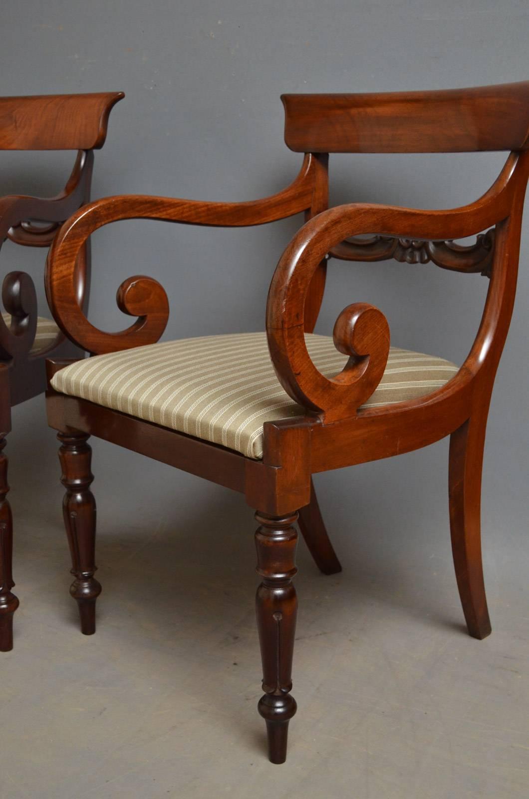 Pair of William IV Elbow Chairs Mahogany Carvers 6