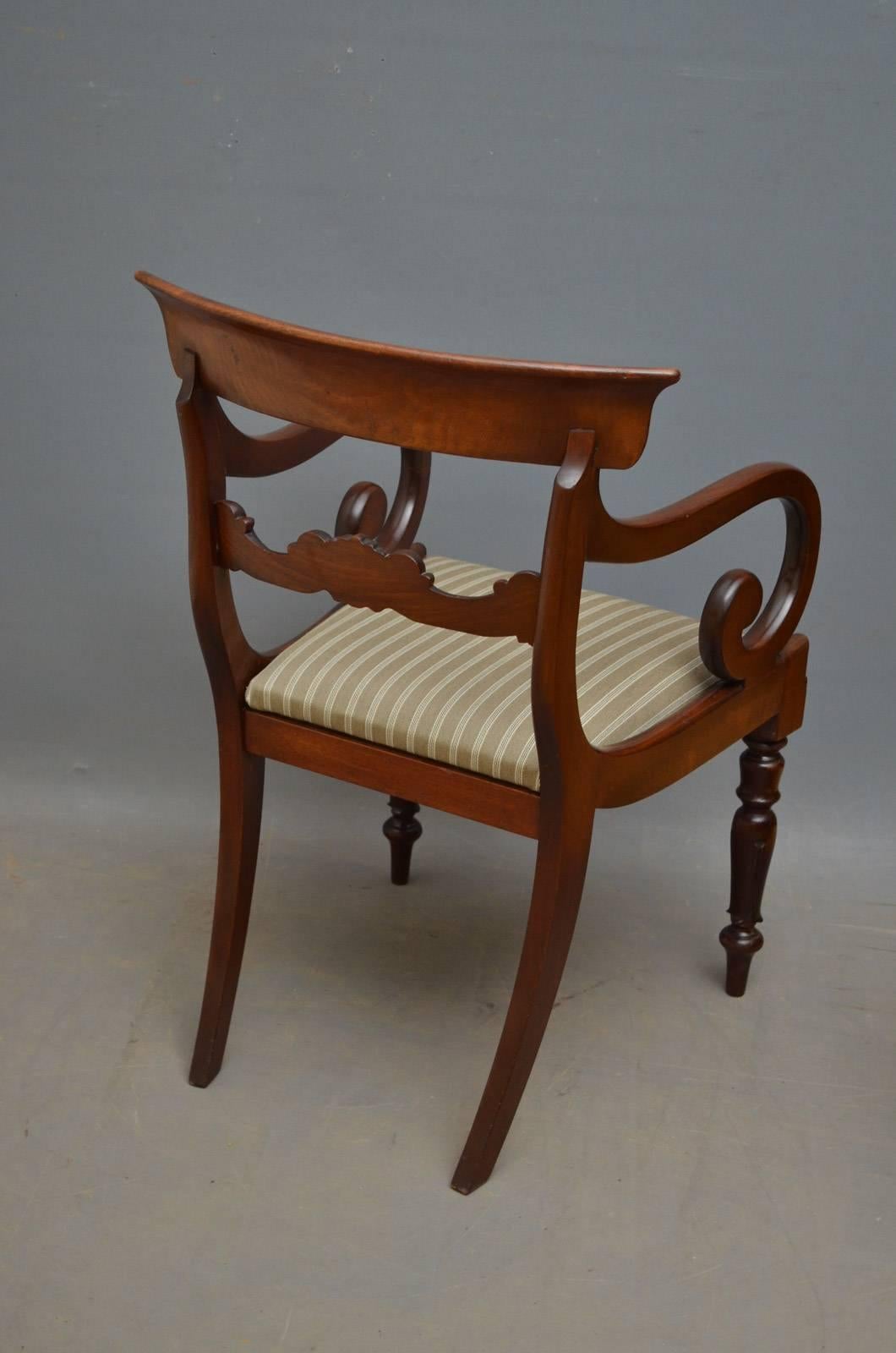 English Pair of William IV Elbow Chairs Mahogany Carvers