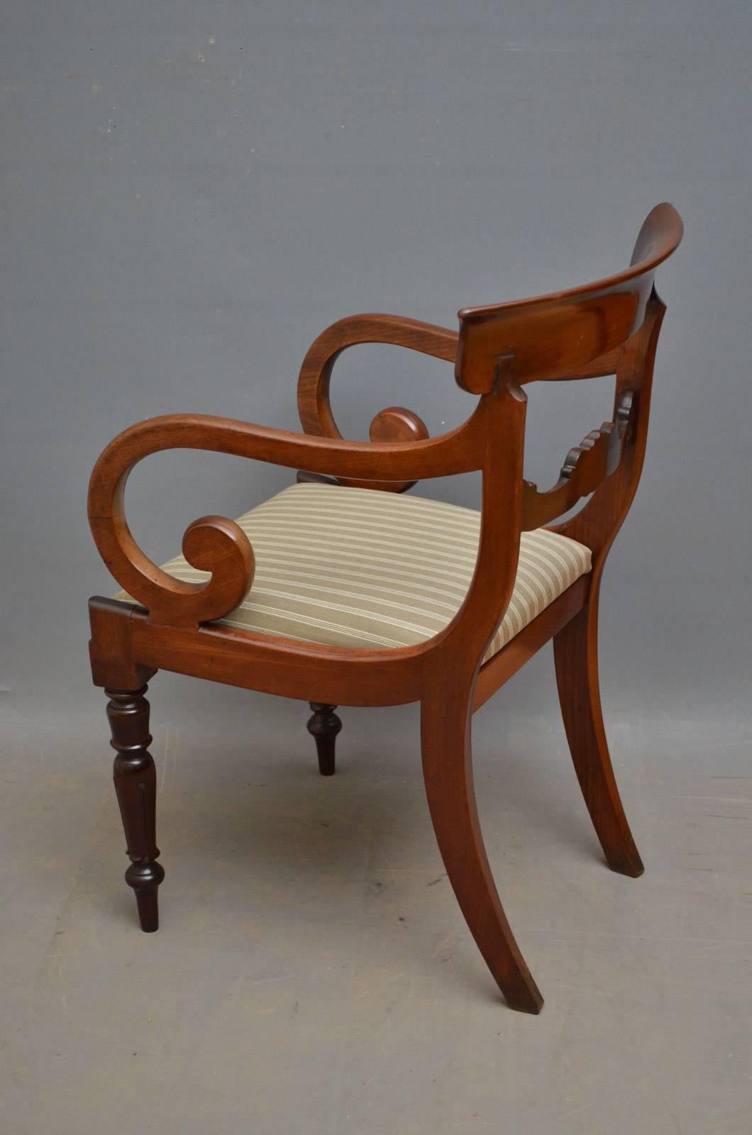 Pair of William IV Elbow Chairs Mahogany Carvers 1