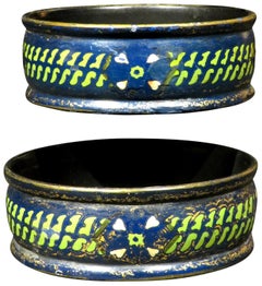 Pair of William IV Lacquered Papier Mâché Wine  Coasters, England Circa 1835