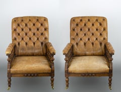 Pair of William IV Leather Parlor Chairs