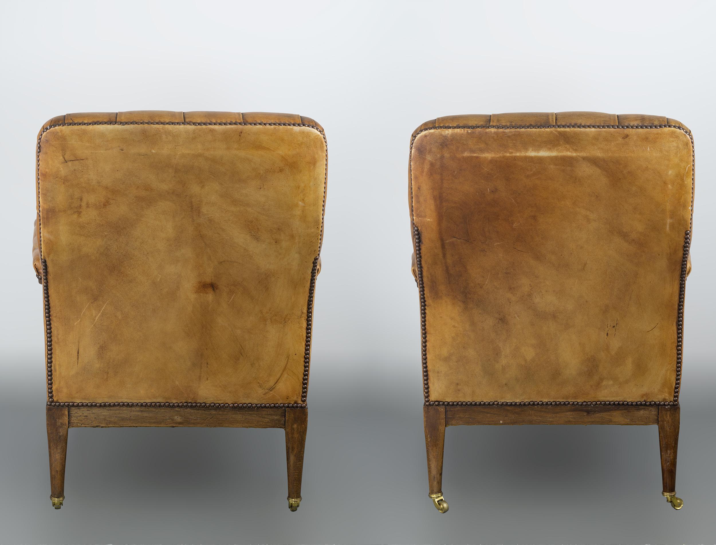 19th Century Pair of William IV Leather Parlor Chairs