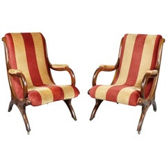 Pair of William IV Mahogany Armchairs