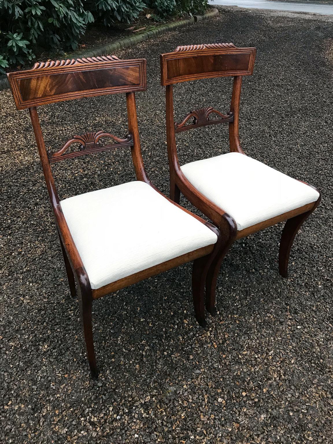 British Pair of William IV Mahogany Bar Back Dining Chairs