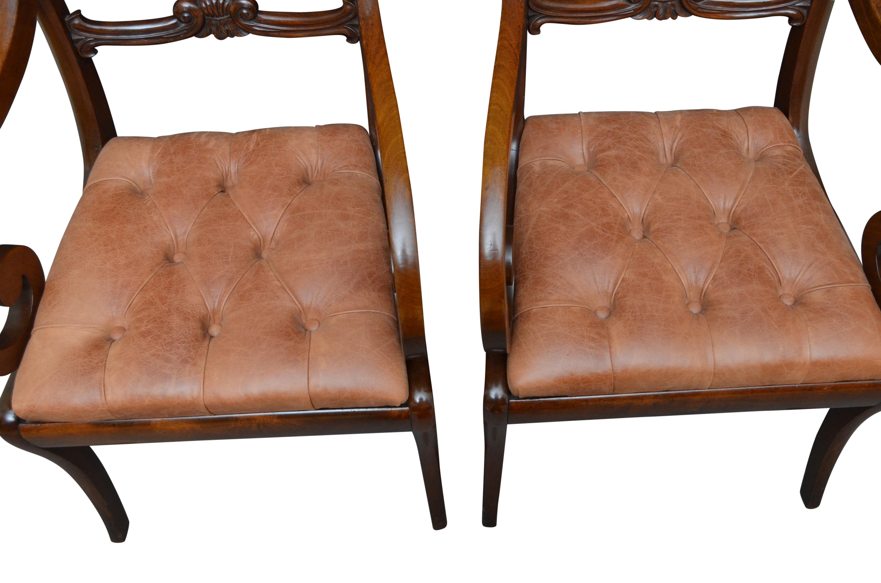 Pair of William IV Mahogany Carver Chairs Desk Chair Office Chair 1