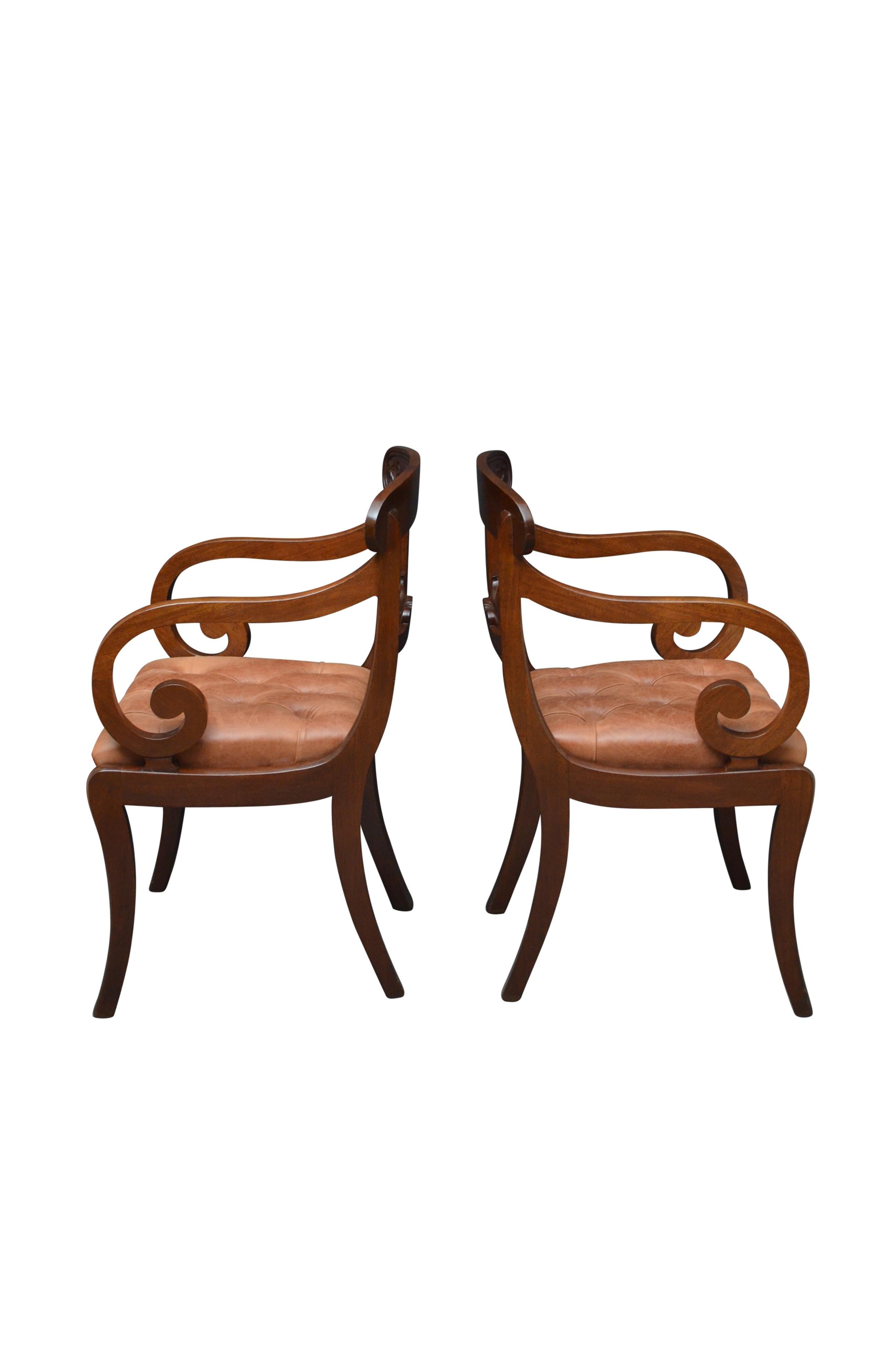 Pair of William IV Mahogany Carver Chairs Desk Chair Office Chair 2