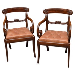 Pair of William IV Mahogany Carver Chairs Desk Chair Office Chair