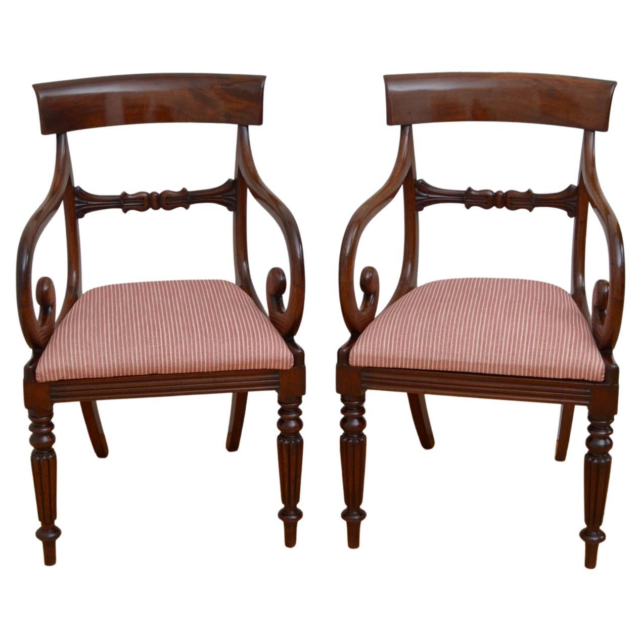Pair of William IV Mahogany Carvers For Sale