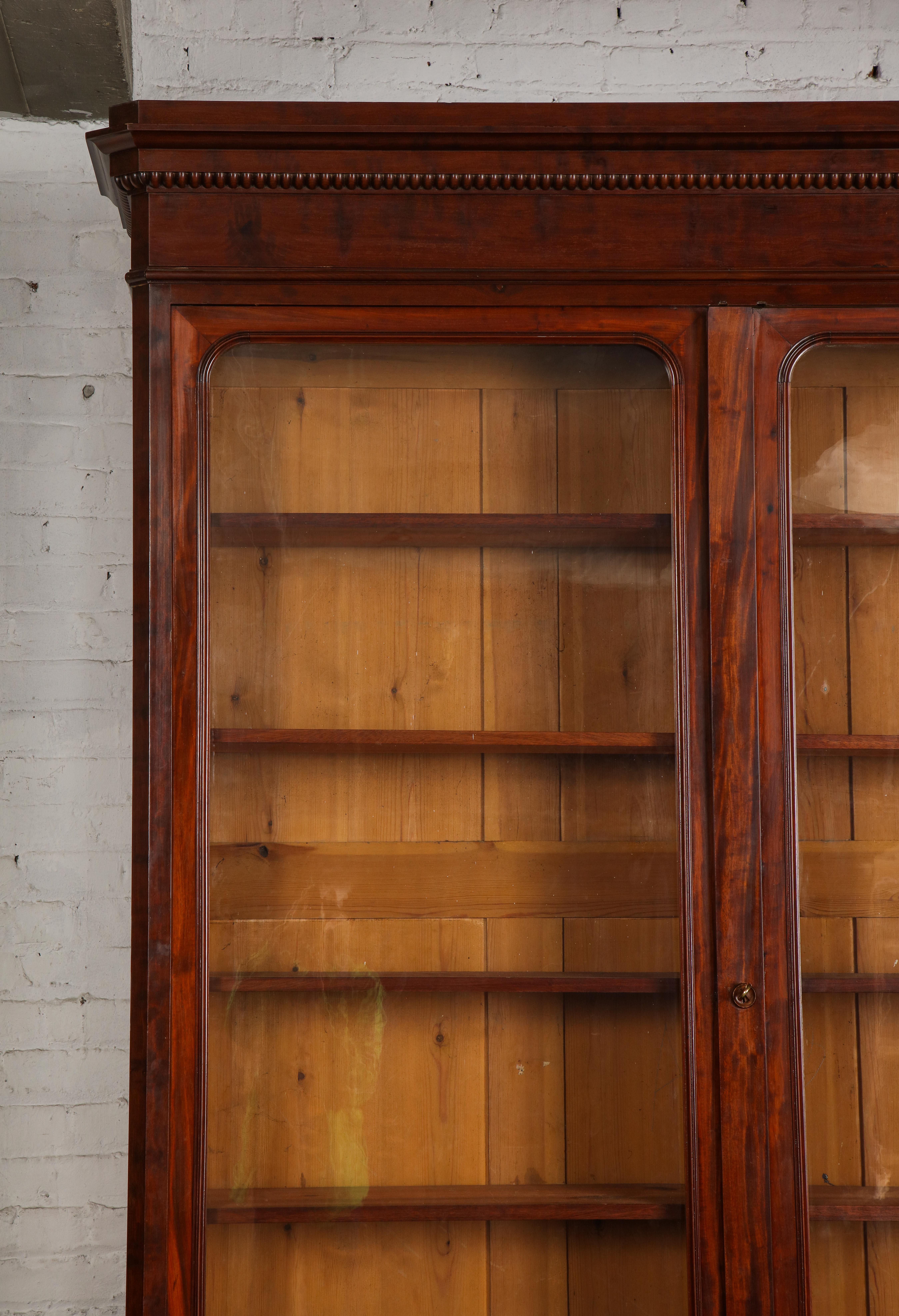 Mid-19th Century Pair of William IV Mahogany Glass-Front Bookcases of Large Scale