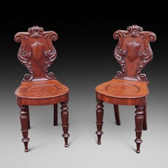 Pair of William IV Mahogany Hall Chairs