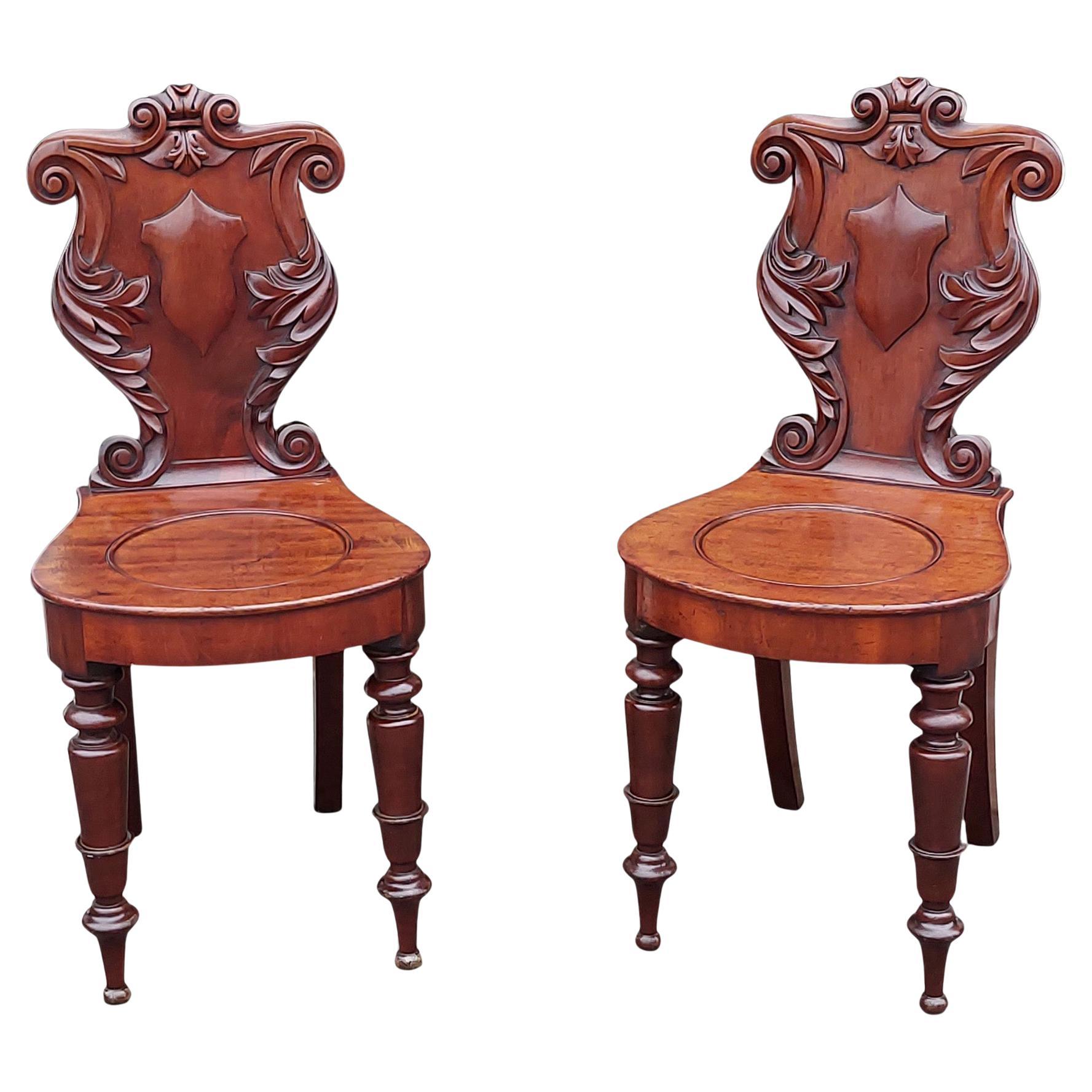 Pair of William IV Mahogany Hall Chairs