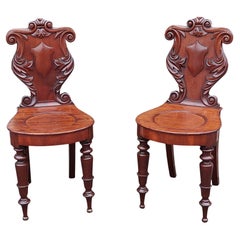 Pair of William IV Mahogany Hall Chairs