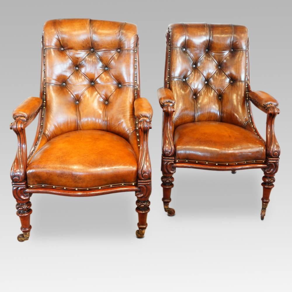 Pair of William IV Mahogany Library Chairs 5