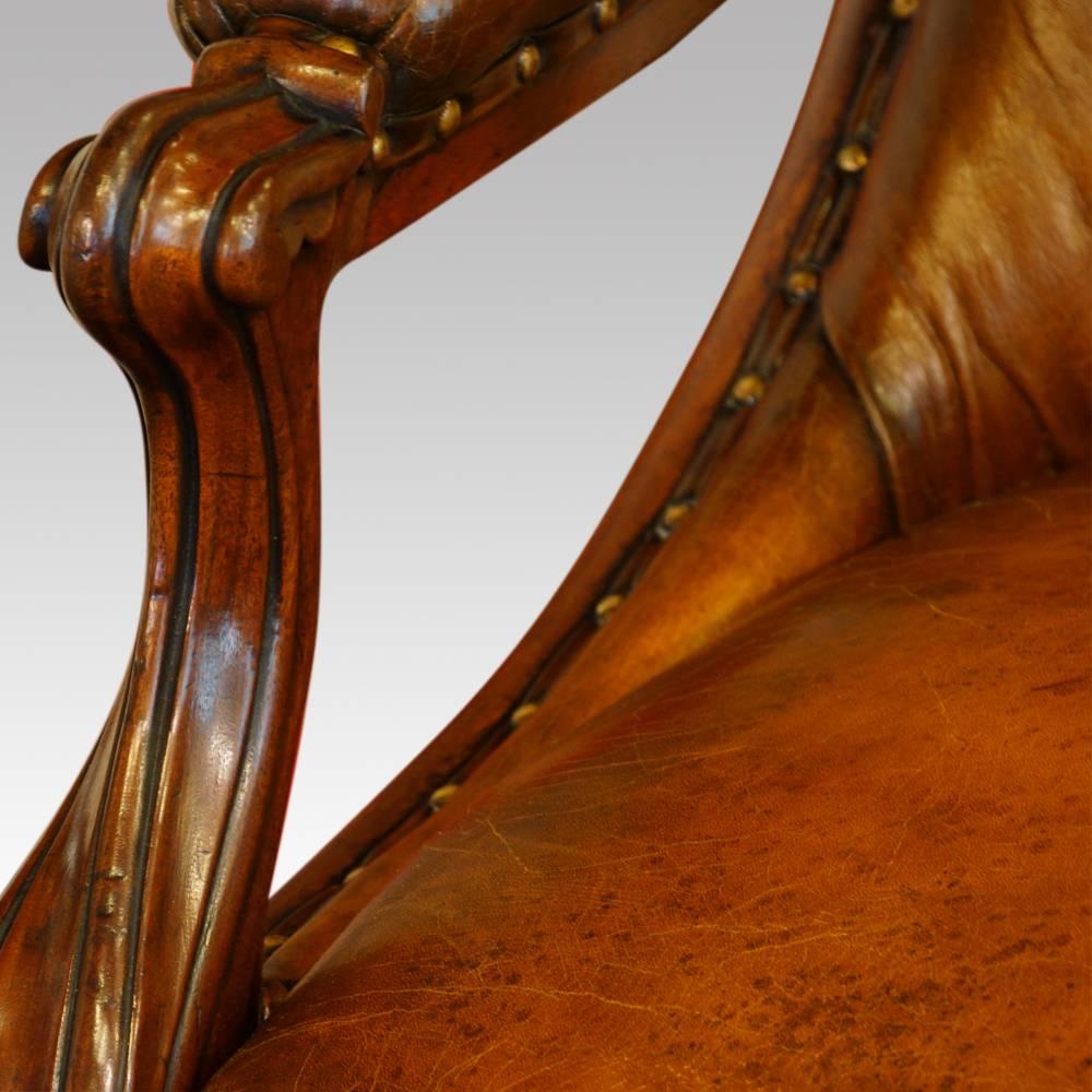 English Pair of William IV Mahogany Library Chairs