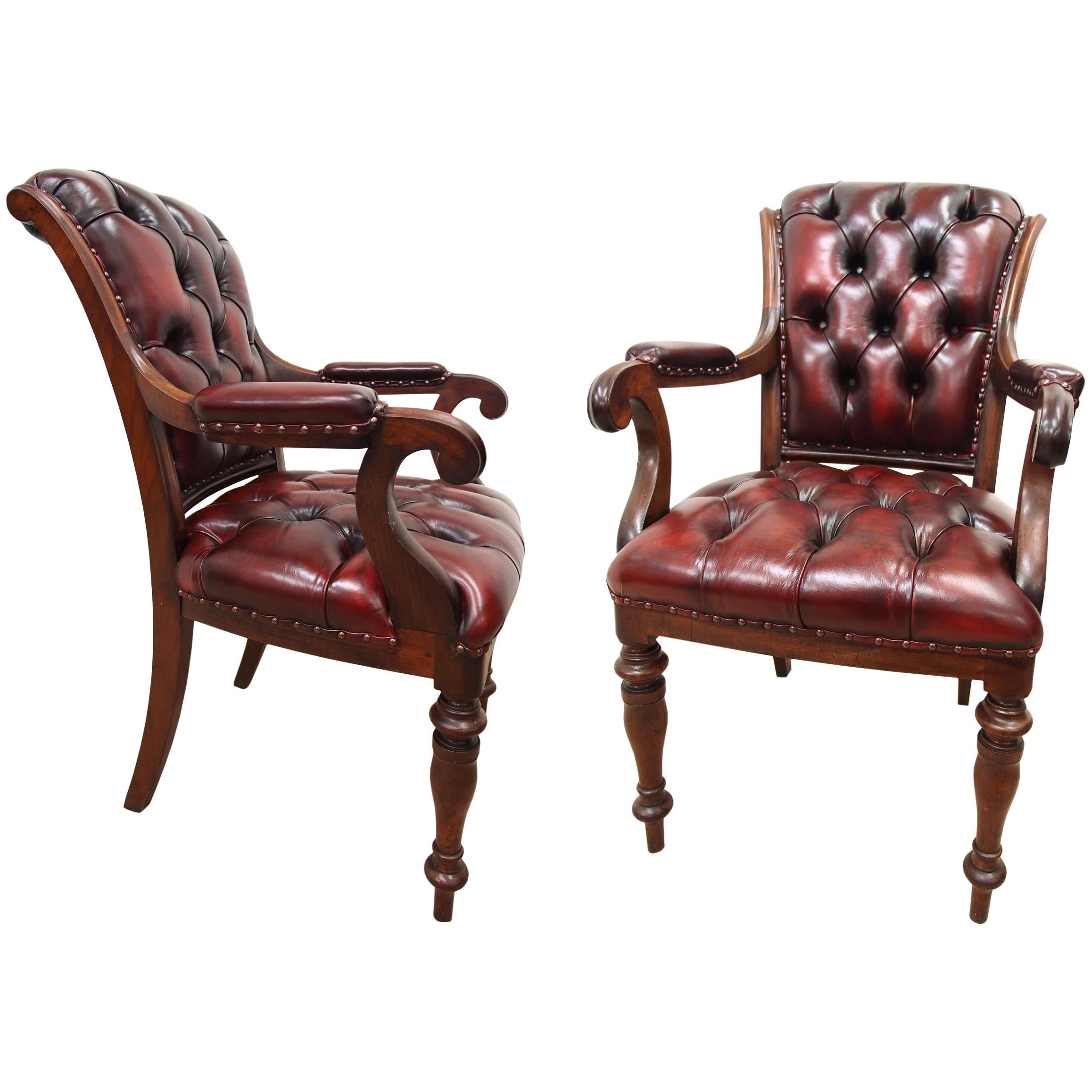 Pair of William IV Mahogany Library Chairs For Sale