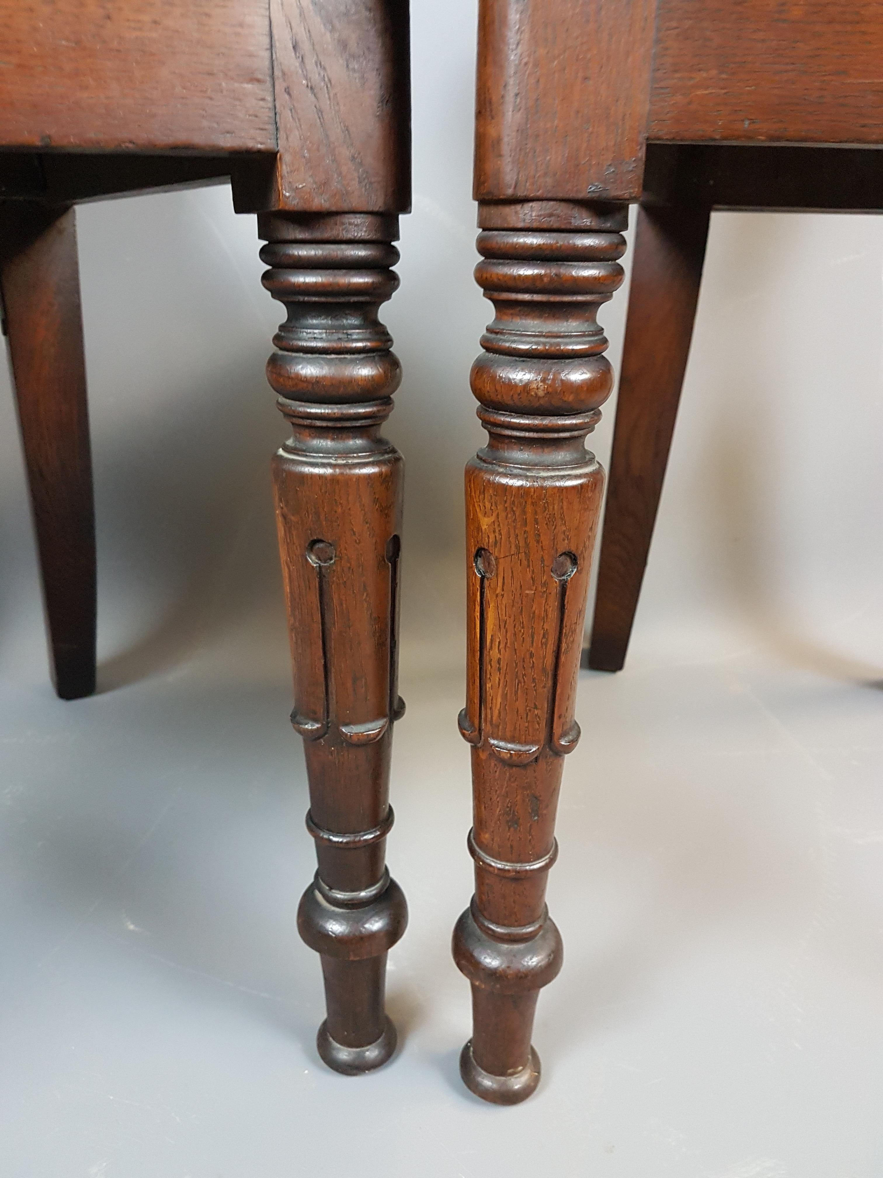 English Pair of William IV Oak Hall Chairs