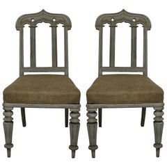 Pair of William IV Painted Gothic Revival Chairs