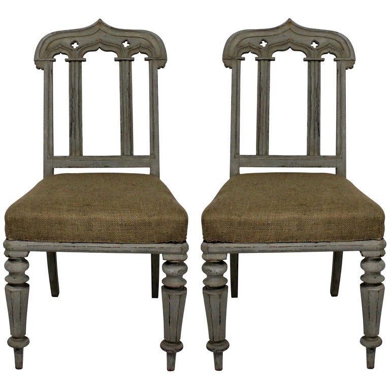 Pair Of William Iv Painted Gothic Revival Chairs For Sale At 1stdibs