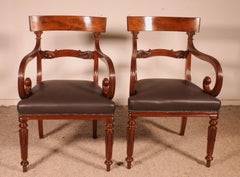 Pair Of William IV Period Mahogany Armchairs Circa 1830