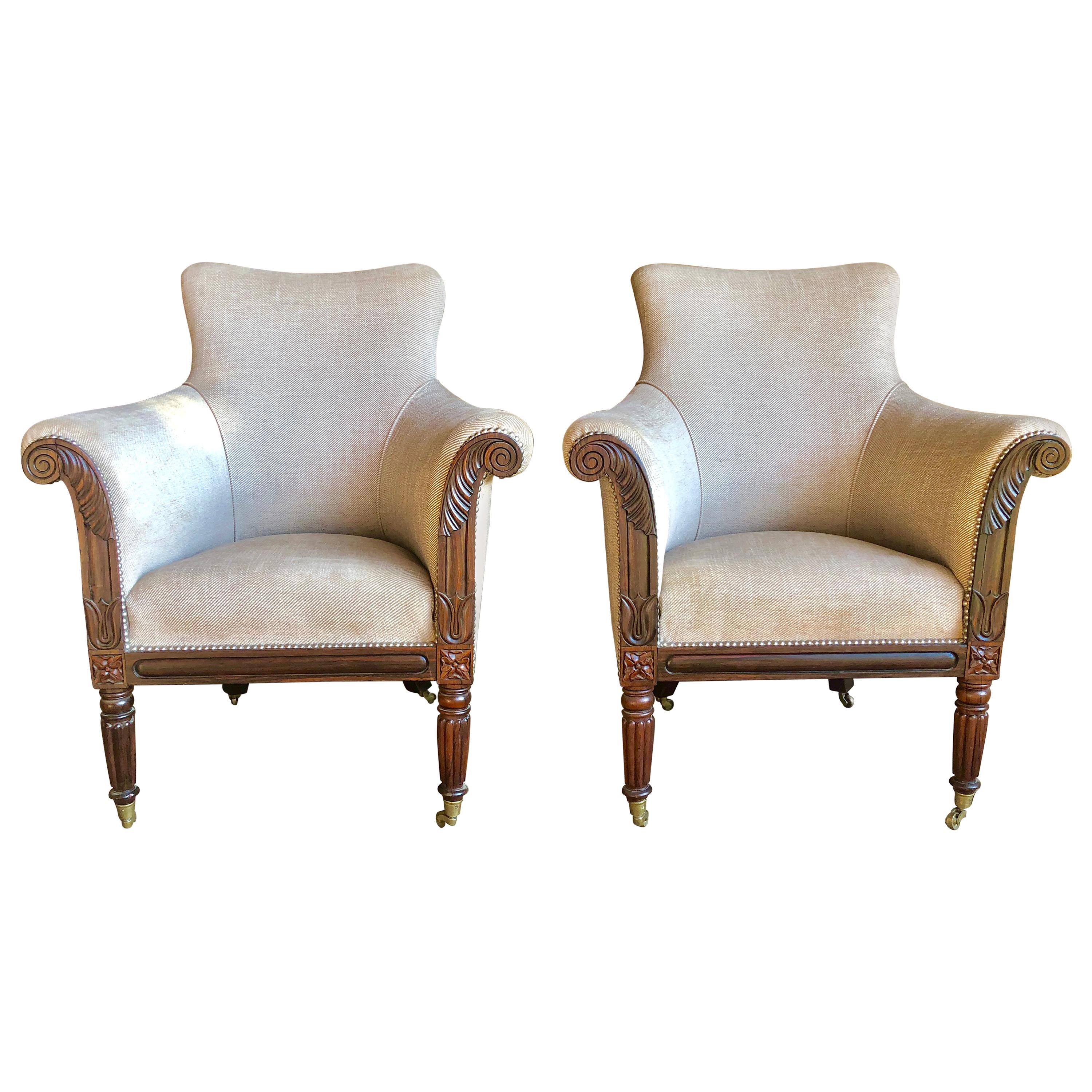 Pair of William IV Rosewood Bergeres, circa 1830