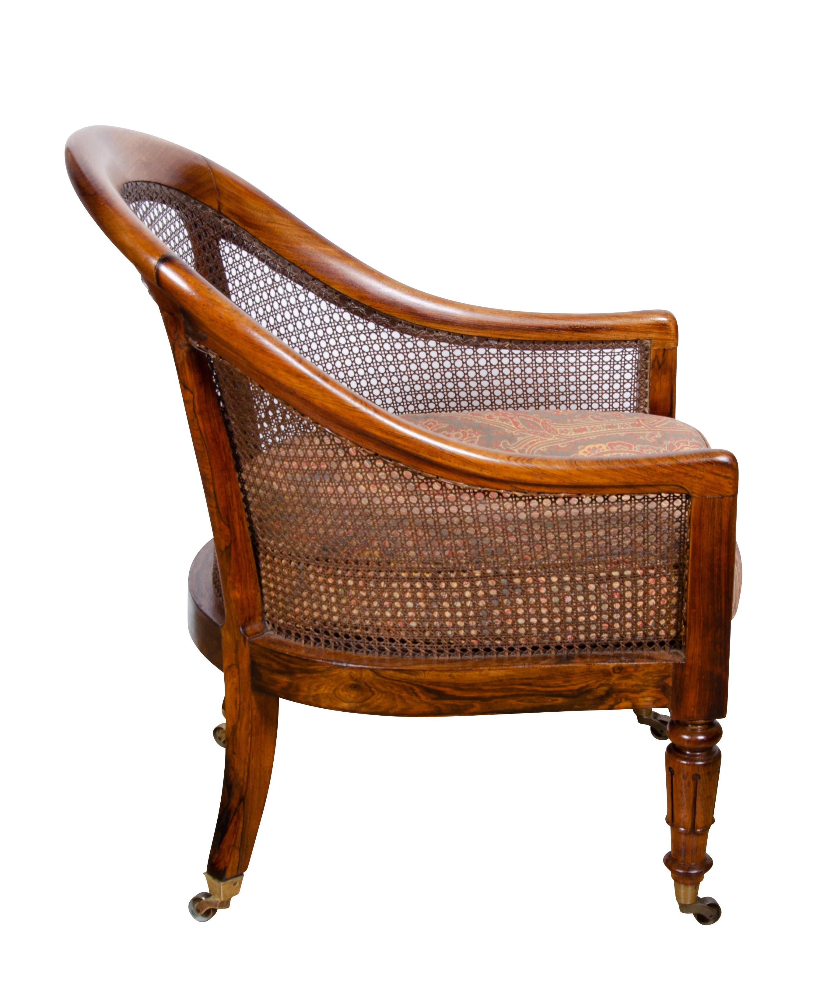 Early 19th Century Pair of William IV Rosewood Tub Chairs