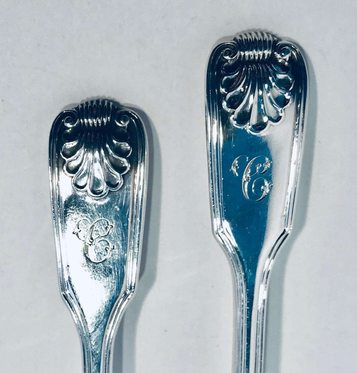 William IV Wm IV Pair of Sterling Condiment/Salt Spoons by William Eaton, London, 1838
