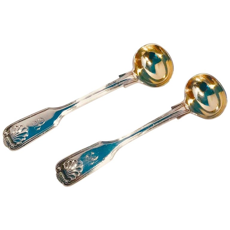 Pair of William IV Sterling Silver Condiment Spoons, William Eaton