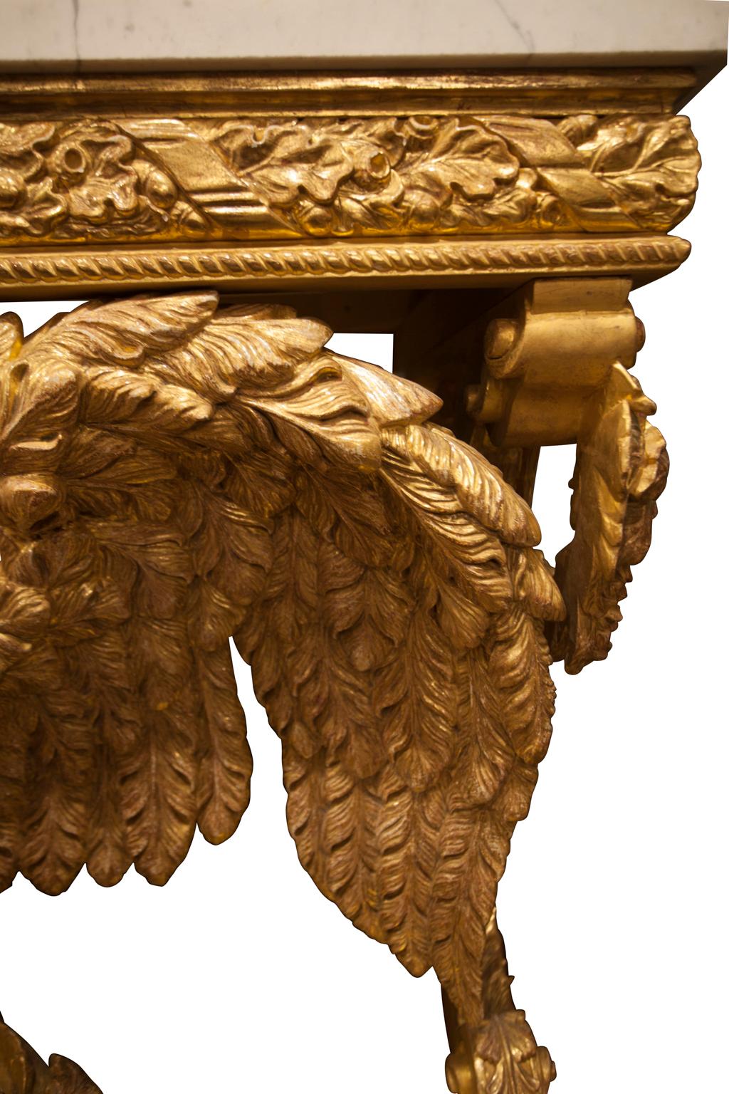 Pair of William Kent Design Carved Giltwood Eagle Consoles 4