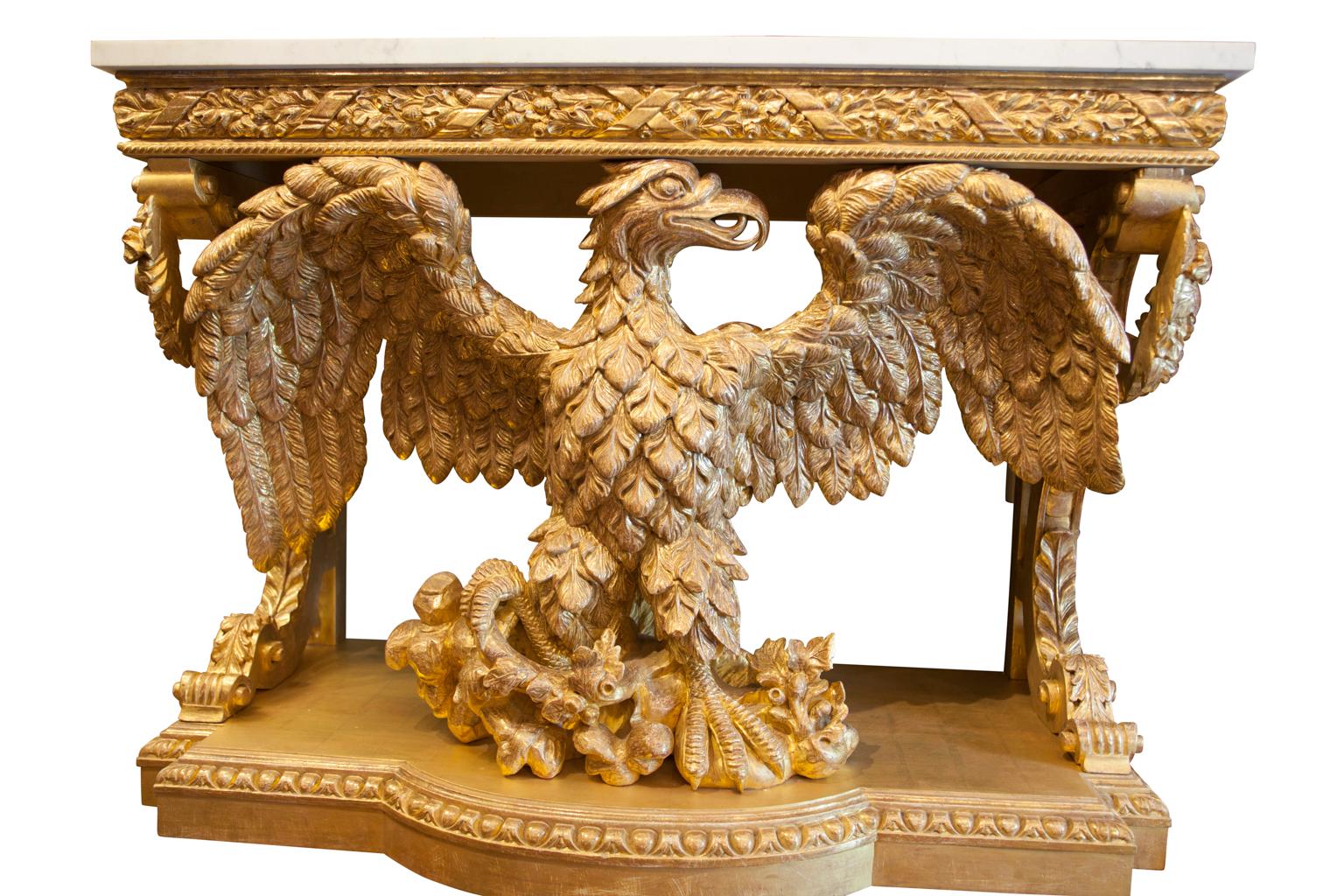 Pair of William Kent Design Carved Giltwood Eagle Consoles 1