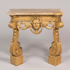 Pair of William Kent Style Console Tables with Sienna Marble Tops