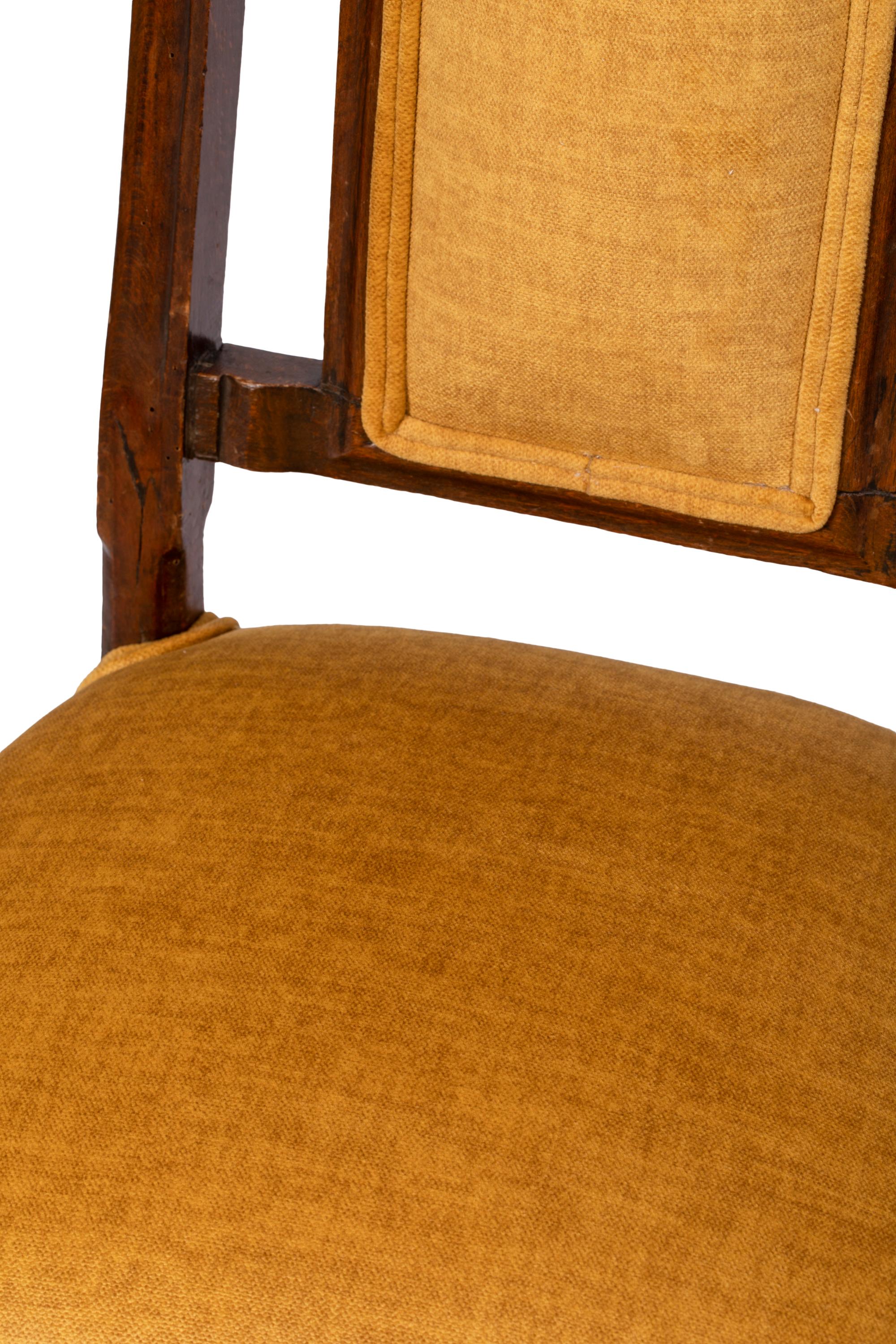 Pair of Antique Queen Anne Style Chairs w Modern Vivid Orange Yellow Upholstery For Sale 2