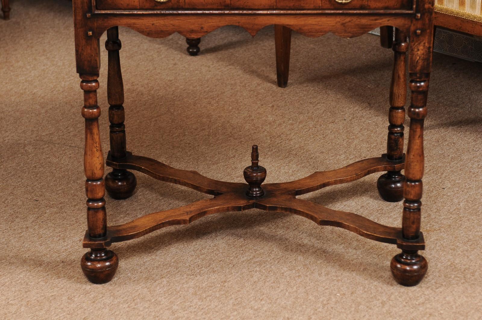 Pair of William & Mary Style Oyster Veneer Walnut Side Table 8