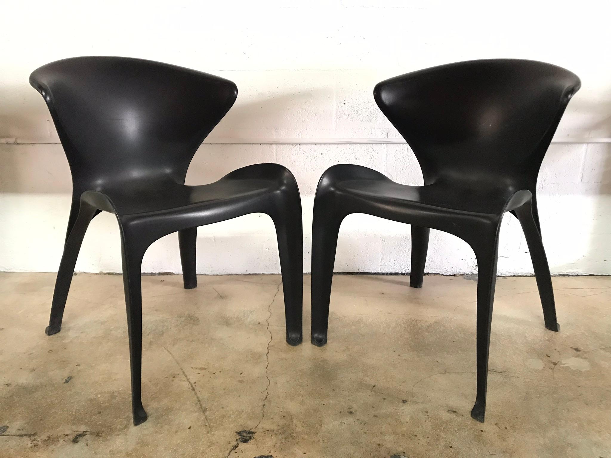 Organic Modern Pair of William Sawaya “Calla” Chairs in Matte Black for Heller, 2002