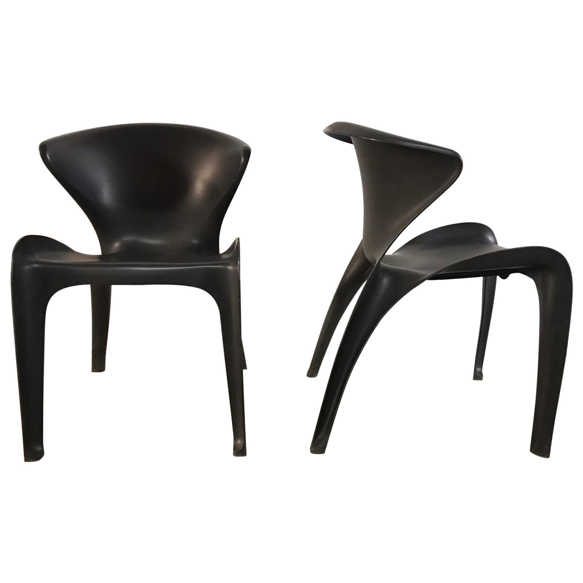 Pair of William Sawaya “Calla” Chairs in Matte Black for Heller, 2002