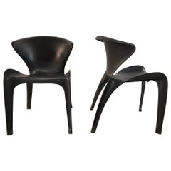 Pair of William Sawaya “Calla” Chairs in Matte Black for Heller, 2002