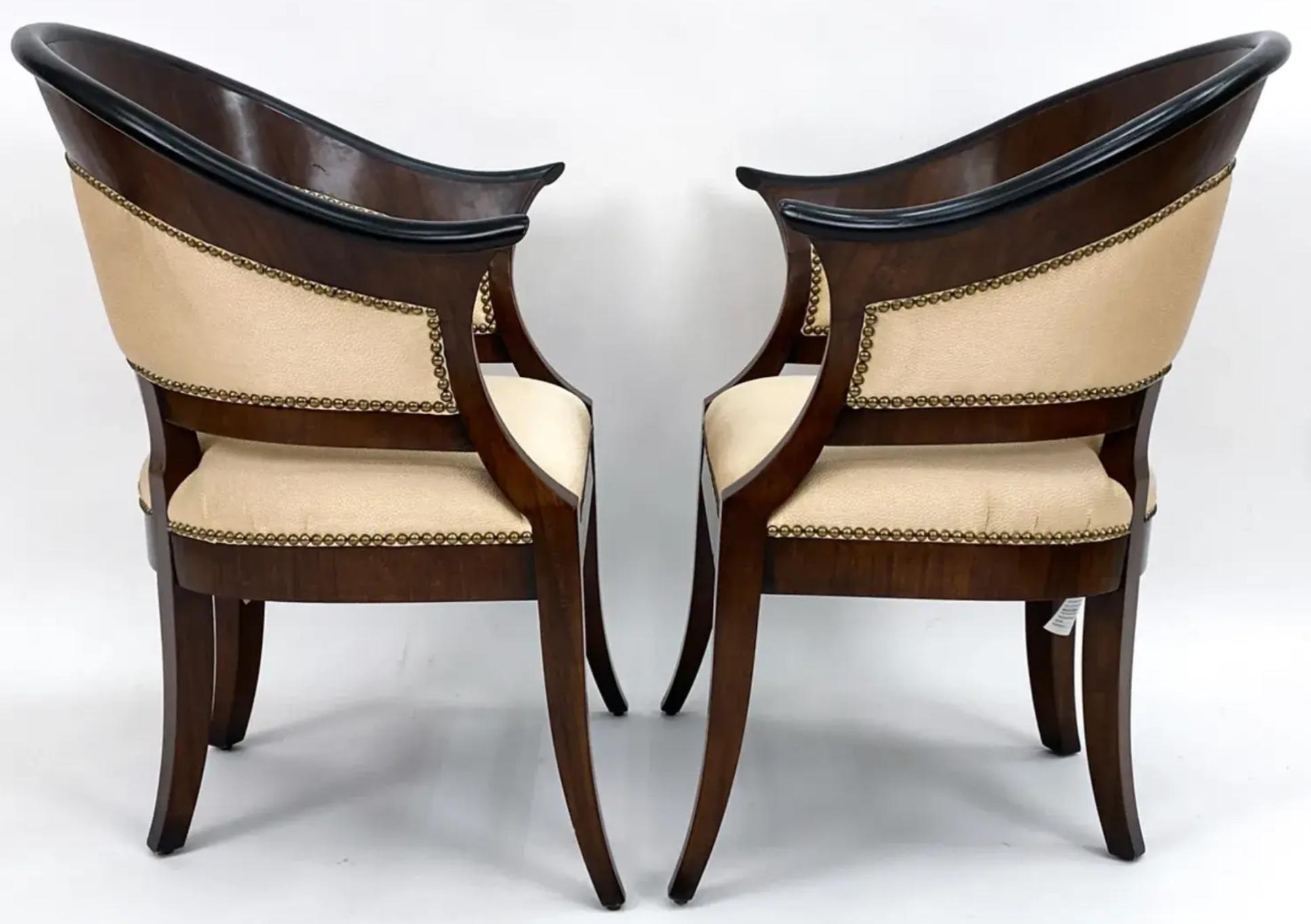 Canadian Pair of William Switzer Biedermeier Style Club Chairs For Sale
