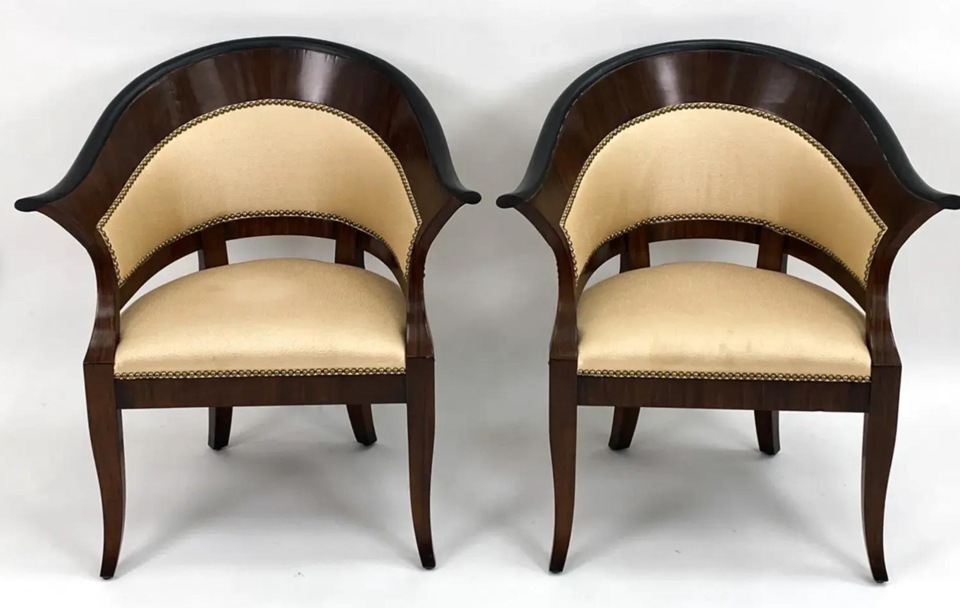 Pair of William Switzer Biedermeier Style Club Chairs In Good Condition For Sale In LOS ANGELES, CA