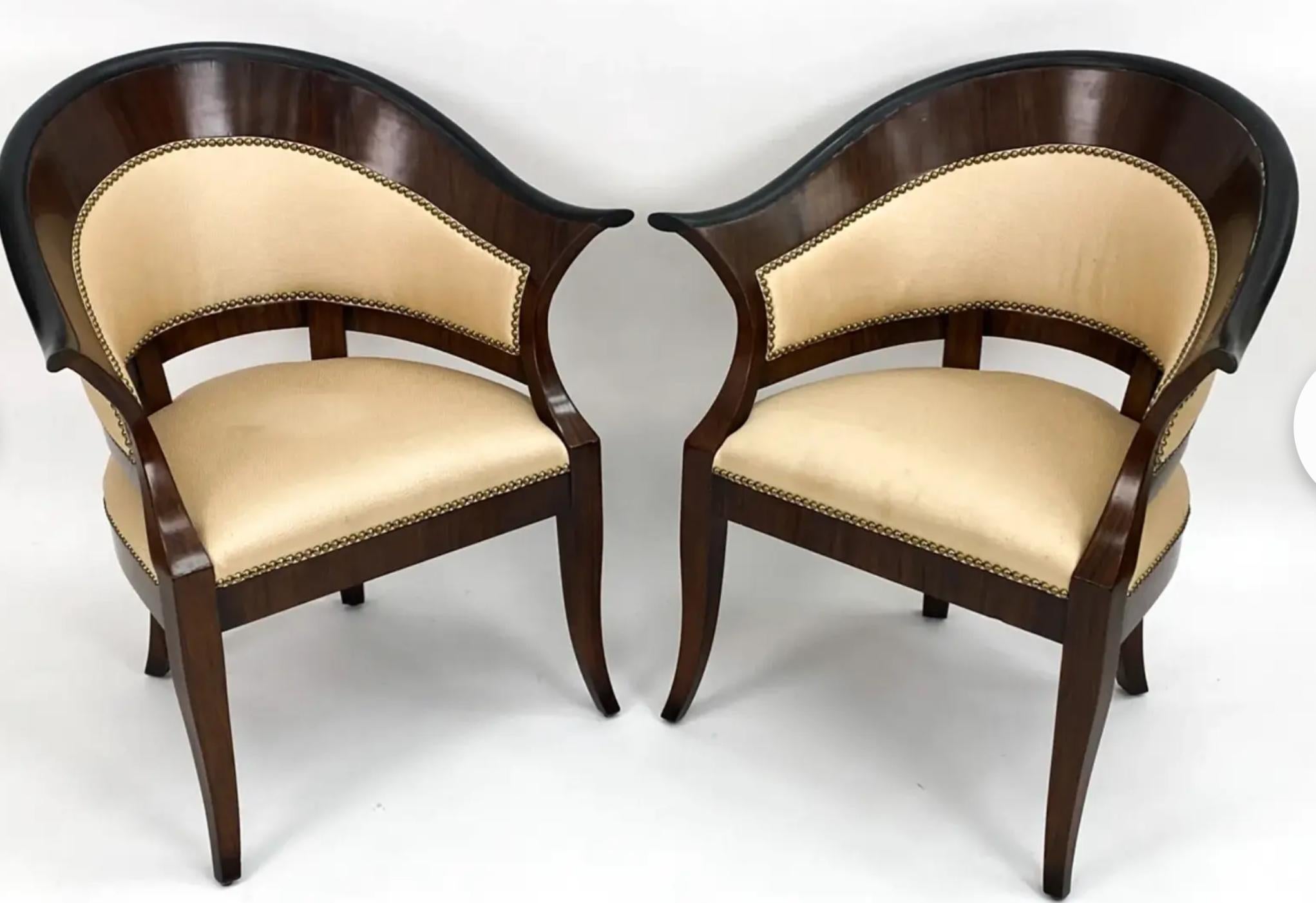 Late 20th Century Pair of William Switzer Biedermeier Style Club Chairs For Sale