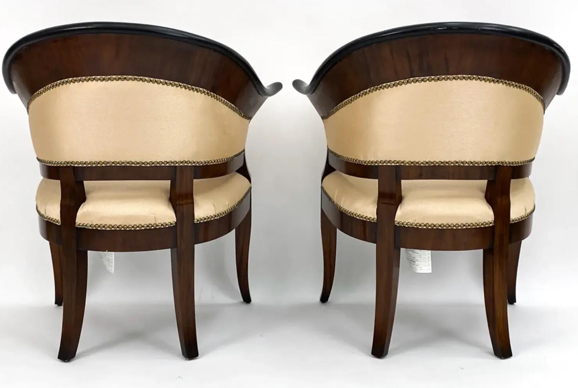 Wood Pair of William Switzer Biedermeier Style Club Chairs For Sale