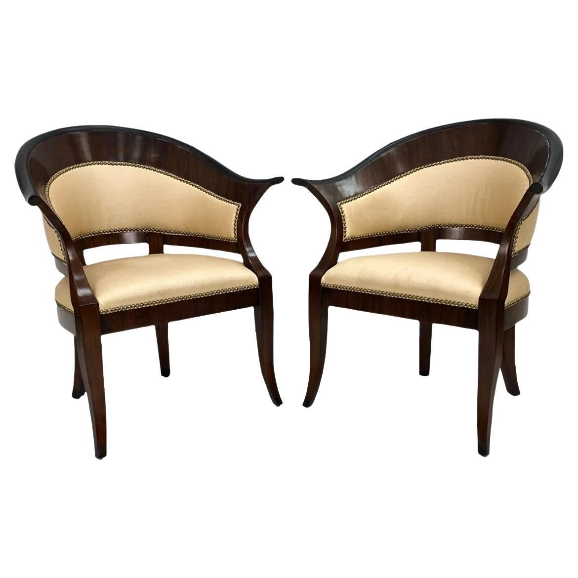 Pair of William Switzer Biedermeier Style Club Chairs For Sale