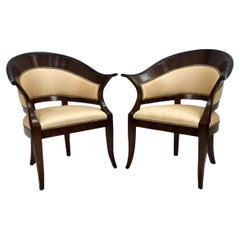 Retro Pair of William Switzer Biedermeier Style Club Chairs