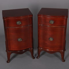 Pair of Williamsport Furniture Mahogany Serpentine Single Drawer End Stands