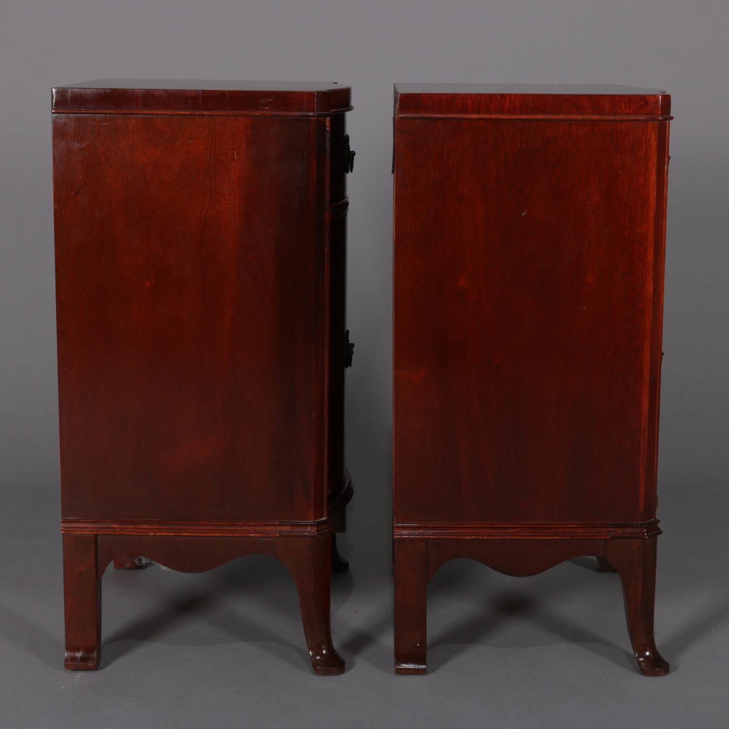 20th Century Pair of Williamsport Furniture Mahogany Serpentine Single Drawer End Stands