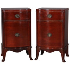 Pair of Williamsport Furniture Mahogany Serpentine Single Drawer End Stands