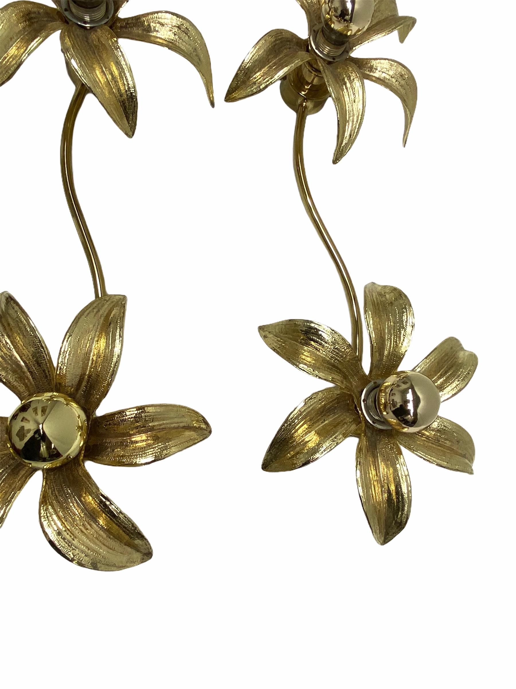 Pair of Willy Daro Two-Flower Wall Light, Massive Lighting, Germany, 1970s In Good Condition In Nuernberg, DE