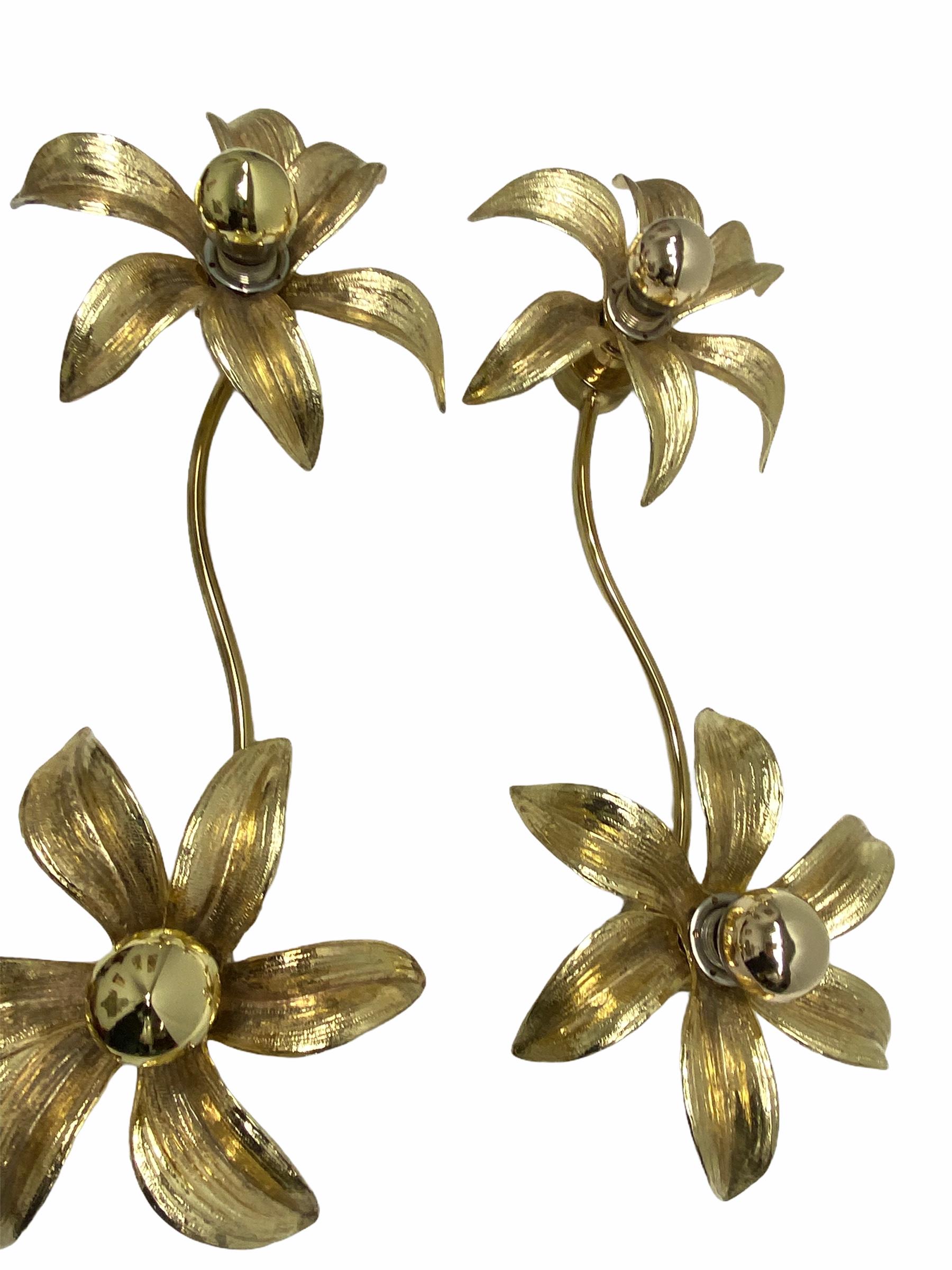 Late 20th Century Pair of Willy Daro Two-Flower Wall Light, Massive Lighting, Germany, 1970s