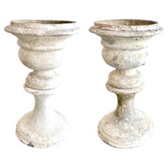 Vintage Pair of Willy Guhl Concrete Pedestal Goblet Planters, 1960s Switzerland