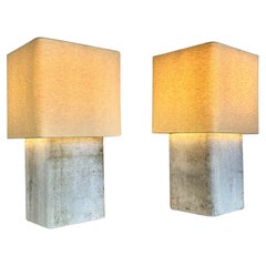 Vintage Pair of Willy Guhl Concrete Table Lamps, 1960s Switzerland